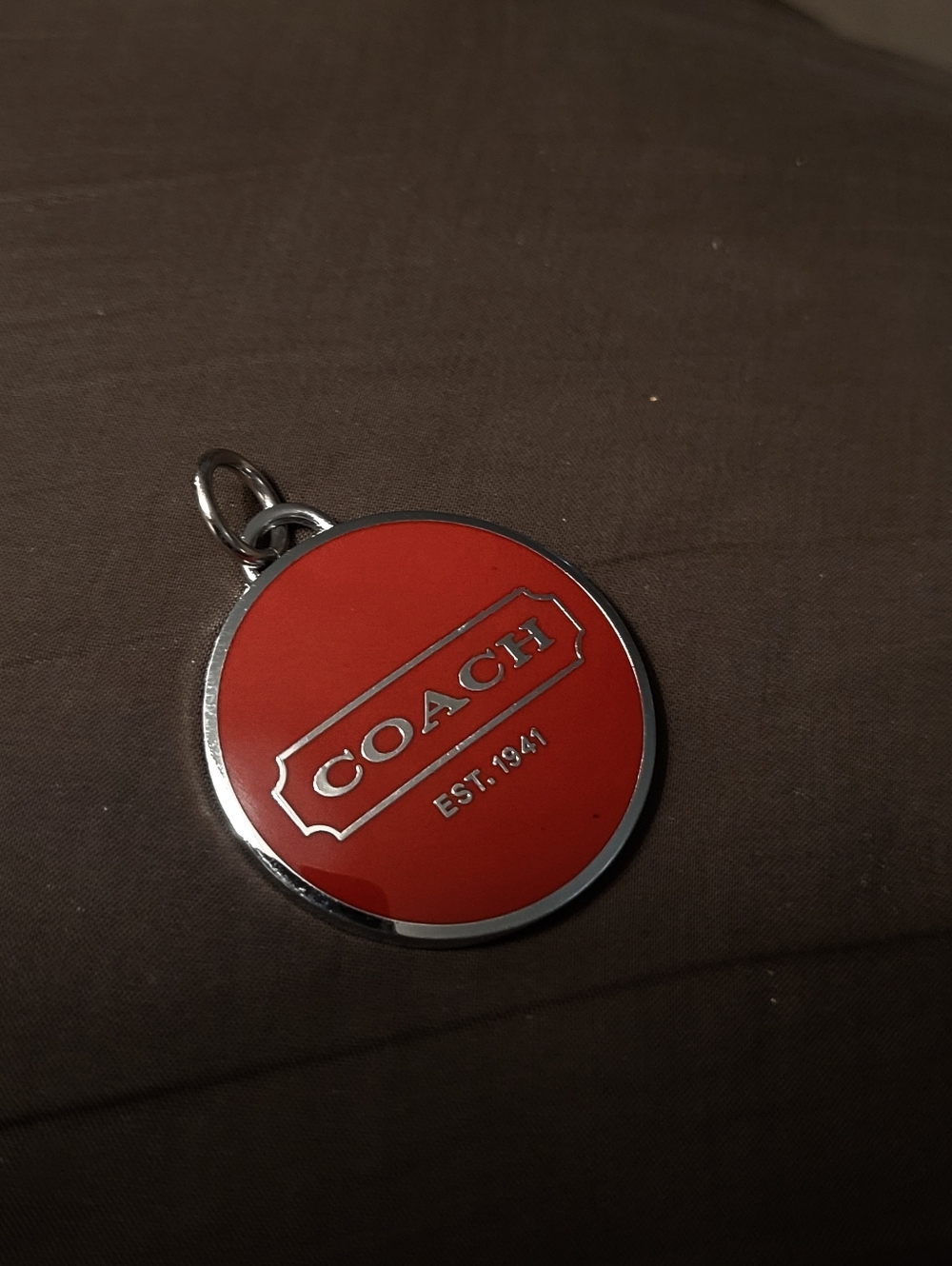 Coach Red Enamel Round Logo Charm
